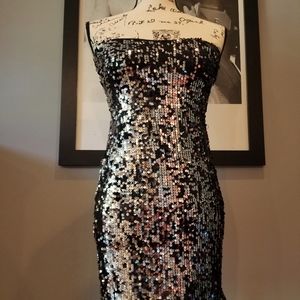 Sequined evening mini dress